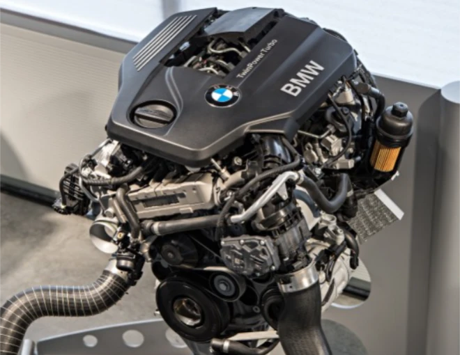 The BMW B48 engine is based on the same basic design as the 6-cylinder B58 engine, with two less cylinders. It shares many features with the other engines in the B series platform, such as a closed-deck aluminum block, dual-VANOS variable valve timing, Valvetronic variable valve lift technology, direct injection, and a twin-scroll turbocharger. The B48 engine has a displacement of 2.0 liters (1,998 cc) and a bore and stroke of 82.0 mm and 94.6 mm, respectively. Depending on the model and market, the B48 engine has different power outputs, ranging from 154 hp to 302 hp and from 184 lb-ft to 332 lb-ft of torque. The B48 engine also has different compression ratios, depending on the boost pressure and fuel quality, ranging from 9.5:1 to 11.0:1. The B48 engine weighs about 427 lbs as a long block.